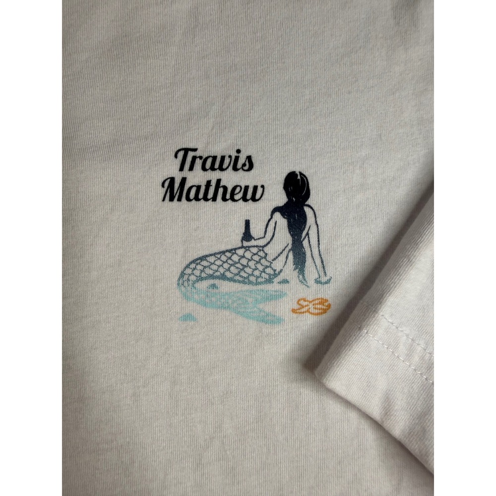 TravisMathew Arrivederci White Graphic T-Shirt Mens Medium Mermaid NWT